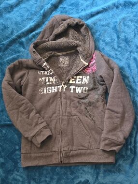 Gray Fleece-Lined Zip Hoodie Jacket